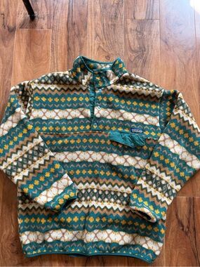 Patagonia Synchilla Aztec Cliff Arbor Green Mens Large Fleece 2015 Out of Print